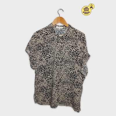 Chemisier Lola Liza Motif Léopard Beige Noir Xxxl