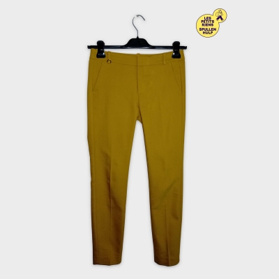 Pantalon Femme Jaune Moutarde Zara Basic Collection Xs 34