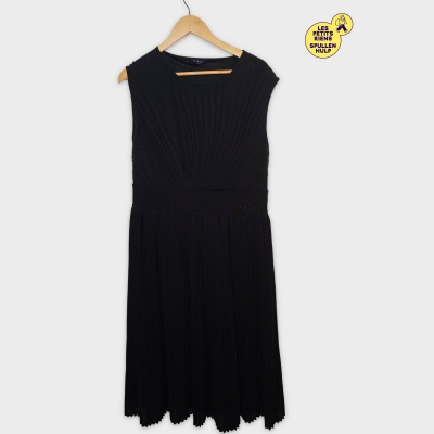 Robe Longue Plissée Noire Caroll Xxl / 44 Élégante Et Fluide