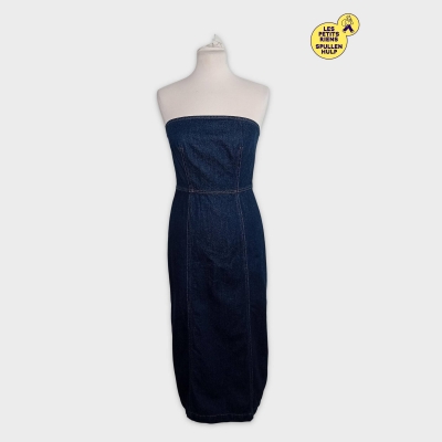 Robe Longue Bustier En Jean Bleu Foncé Neuw S