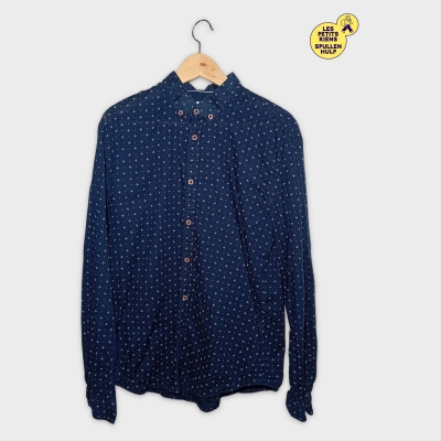 Chemise Homme Denim Tom Tailor Xl Bleu Marine À Motifs Discrets