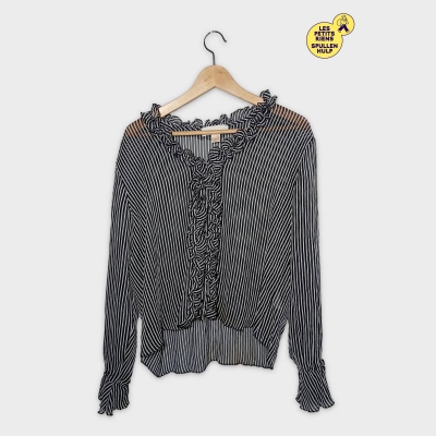 Blouse Chemisier Rayé Volants Manches Longues L Un Jour Ailleurs