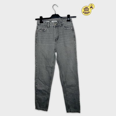 Jean Mom Gris Délavé Bershka Taille 32 Xxs