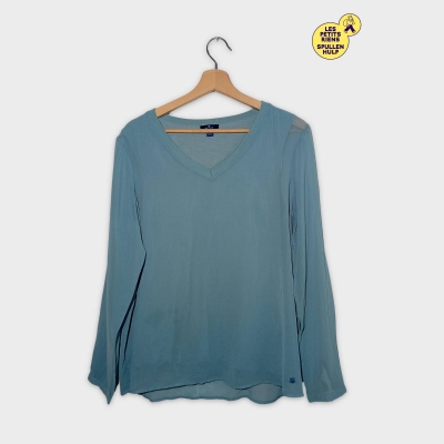 Chemisier Manches Longues Tom Tailor Bleu Canard Col V S