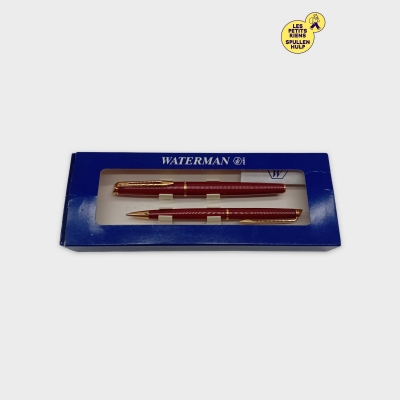 Coffret Stylos Plume Et Bille Waterman Bordeaux Doré Vintage
