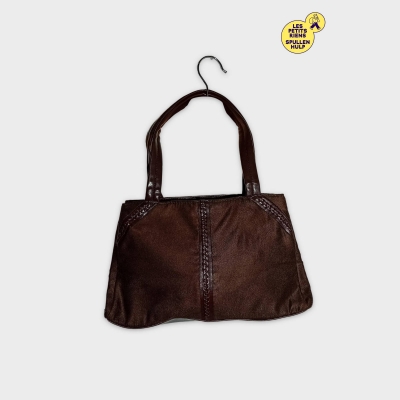 Sac Fourre-tout Marron En Suédine Et Similicuir Tressé - Taille Unique