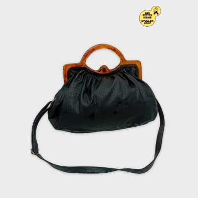 Zara Sac À Main Vintage Noir Anses Écaille Bandoulière Rétro Taille Unique