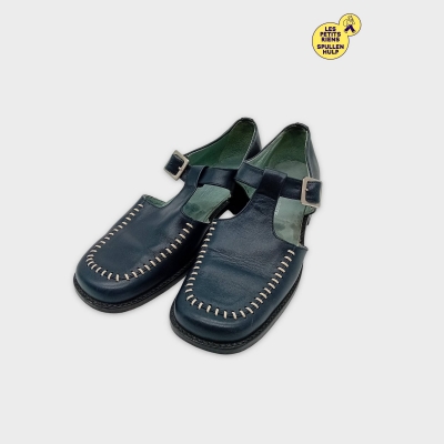 Chaussures Mary Jane Cuir Bleu Marine Paco Valiente Taille 39