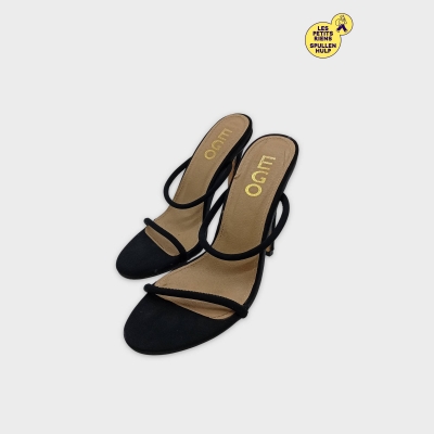 Sandales À Talons Ogm Noires Lanières Fines Eu37