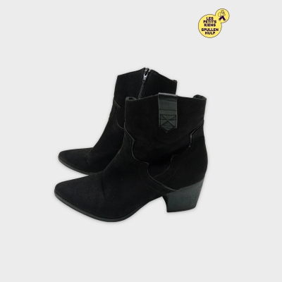 Bottines Western Sprox Noires 40 Talon Carré Zip