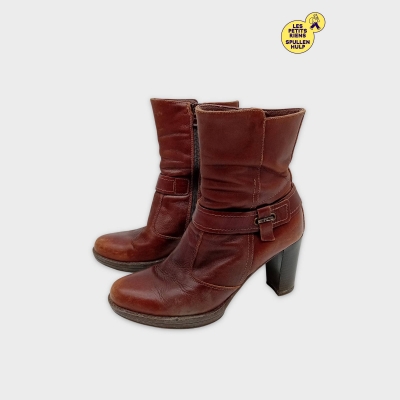 Bottines Cuir Marron Nero Giardini Talon Bloc Taille 38