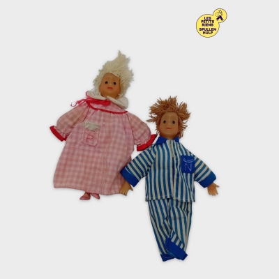 Lot De 2 Poupées Vintage Bonne Nuit Les Petits En Tissu Et Plastique