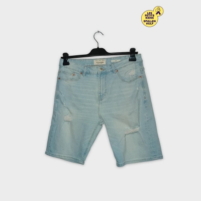 Short Jean Slim Pull&bear Bleu Clair Délavé Homme Xxl