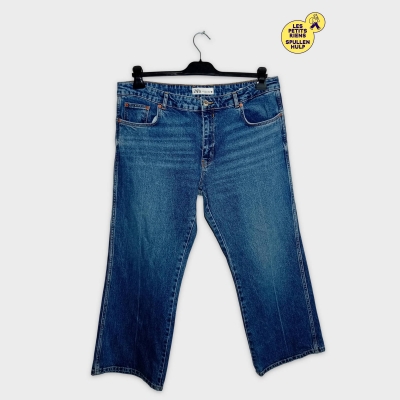 Jeans Zara Bleus Coupe Droite Taille Haute Xxxl 46 18 Très Bon État