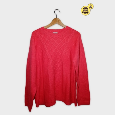 Pull Maille Tressée Rose Corail Damart 5xl