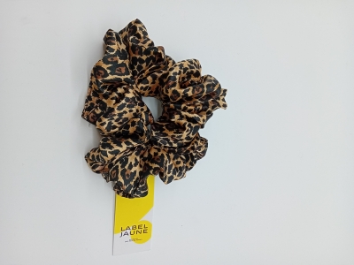 Chouchou Léopard Upcyclé Label Jaune Élastique Cheveux