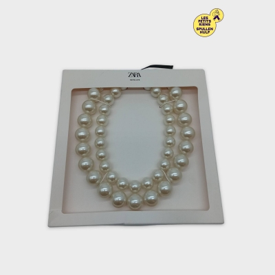 Collier Perles Faux Zara Double Rang Neuf Avec Boîte Unique