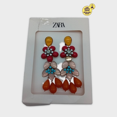 Boucles D'oreilles Pendantes Zara Style Fleuri Multicolore M