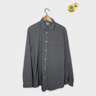 Chemise Esprit Homme Carreaux Gingham Noir & Blanc Xl Regular Fit