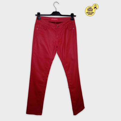 Jean Slim Enduit Rouge Femme B.s Jeans Taille 38 M
