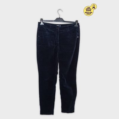 Pantalon Slim Velours Côtelé Bleu Marine Basler Xl Femme