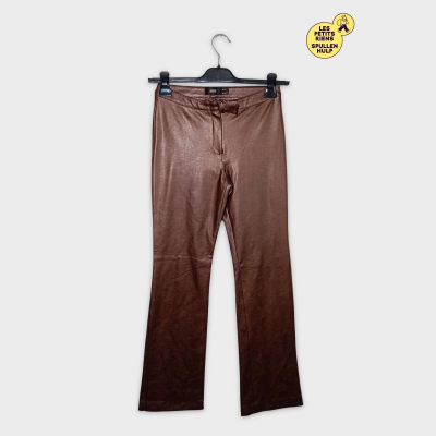 Pantalon Simili Cuir Mng Marron Cuivré Taille S