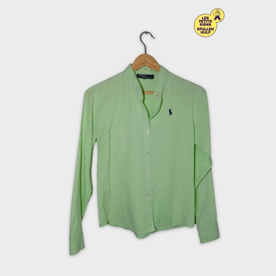 Chemise Homme Polo Ralph Lauren Vert Clair Col Officier Xs