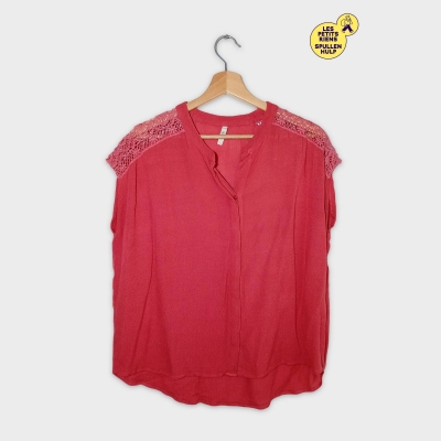 Chemisier Femme Pepe Jeans Dentelle Corail Taille L