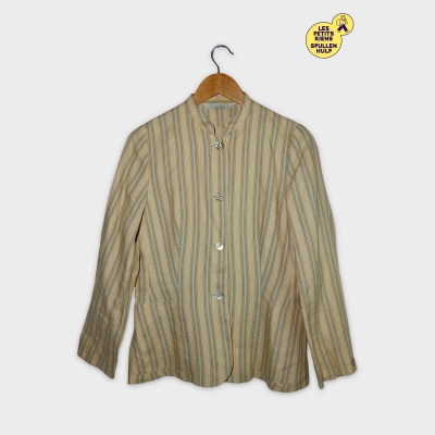 Blazer Léger Rayé Beige Bleu Laura Ashley L 40 12