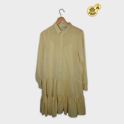 Robe Chemise Ichi Vichy Jaune Pâle Volants M