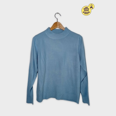 Pull Léger Bleu Ciel Damart Col Rond Manches Longues M