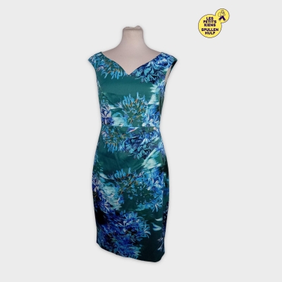 Robe Fourreau Cintrée Fleurie Karen Millen L Bleu Vert