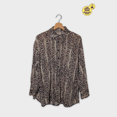 Chemisier Imprimé Serpent Beige Noir Femme L