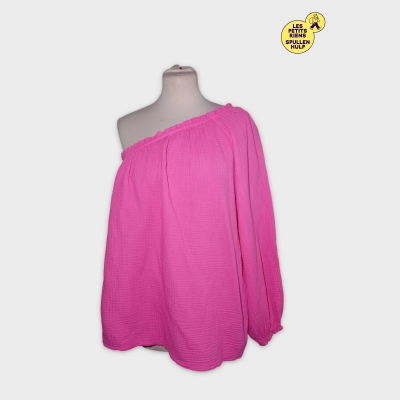 Haut Blouse Femme J&l Paris Gaze De Coton Rose Fuchsia M
