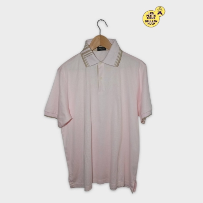 Polo Lanvin Paris Rose Pâle Rayures Beiges Xl