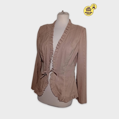 Veste Courte Volants Beige Taupe Anne Weyburn M