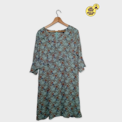 Robe Longue Fleurie Vert Menthe À Volants Kriss London Xl