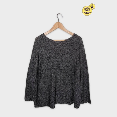 Pull Monoprix Femme Maille Texturée Chinée Noir Gris L