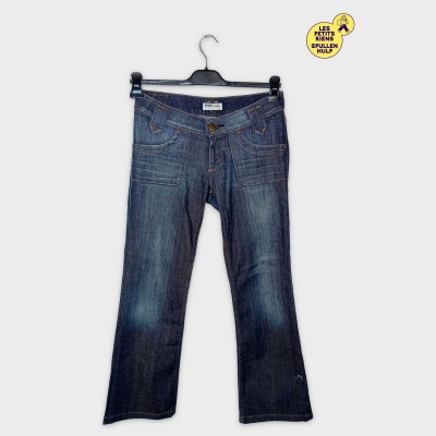 Lee Jeans Femme Bleu Délavé Coupe Évasée Poches Cargo M 38