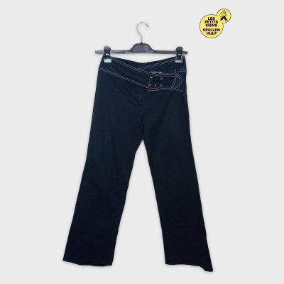 Pantalon Évasé Noir Marine 3suisses Avec Surpiqûres Blanches M