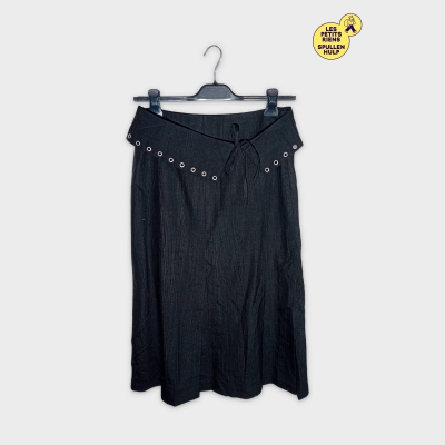 Un Deux 3 Jupe Longue Noire Œillets Liens L 40 Élégante Chic