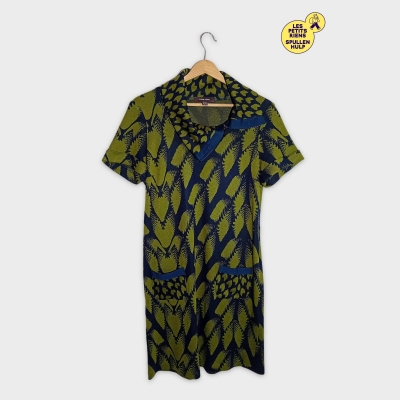 Robe Polo Marie Méro Bleu Marine Vert Olive T40 L