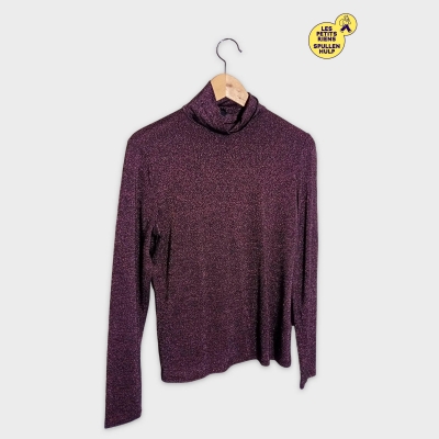 Haut Col Roulé Pailleté Prune Jbc S