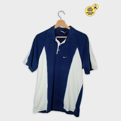 Polo Nike Vintage Tricolore Marine Blanc Xl