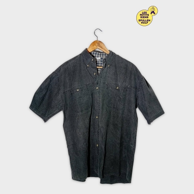 Chemise Manches Courtes Gris Délavé Coton S