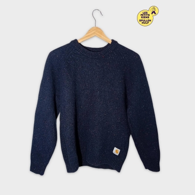 Pull Laine Mélangée Bleu Marine Anglistic Carhartt Wip S