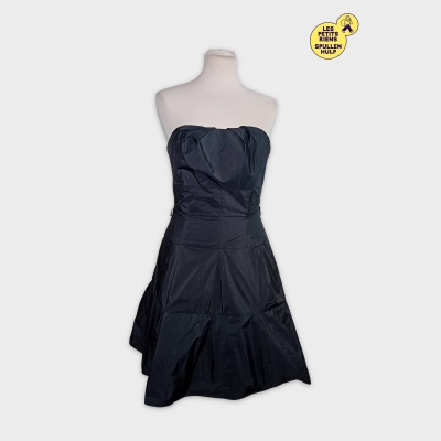 Robe De Soirée Bustier Noire Swing M Élégante Plissée