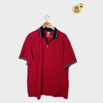 Polo Nike M Rouge Col Zippé Bleu Marine Rayures