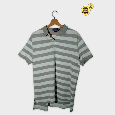 Polo By Ralph Lauren Rayé Gris Blanc Homme L