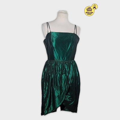 Robe De Soirée Bustier Verte Émeraude Effet Velours Satin Palae L